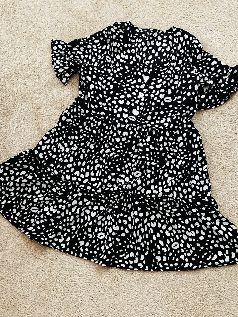 Black & White Polka Spot Tiered Dress